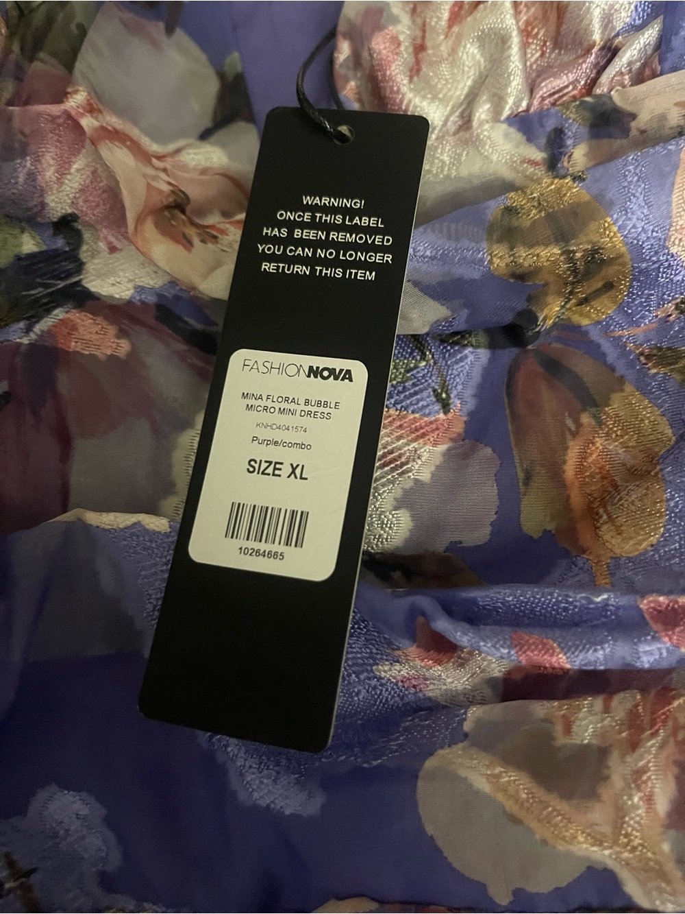 Fashion Nova Purple Floral Mini Dress with Gold Chain Straps - Picture 4 of 7